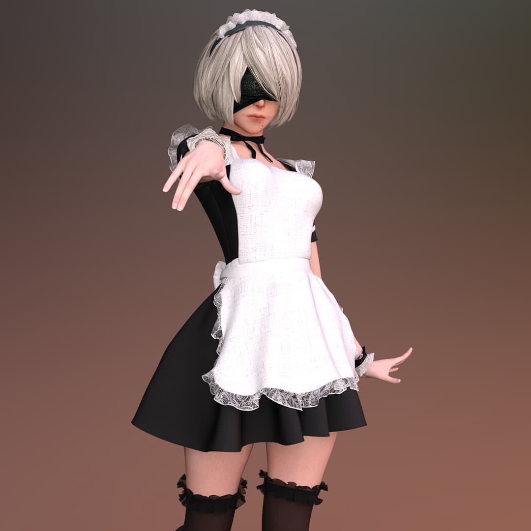 Custom Digital Cosplay 2B Maid from NierAutomata @yokotaroofficial @sq…