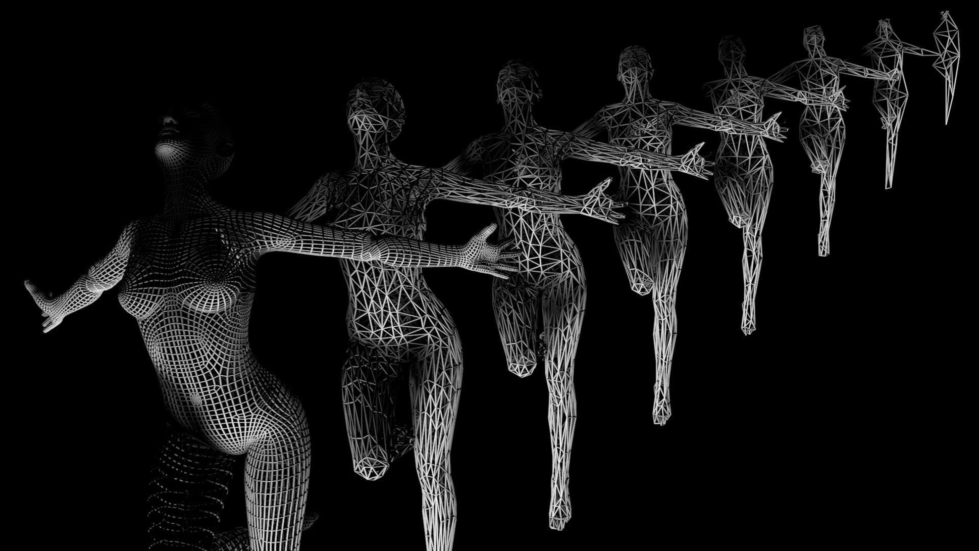 Digital Art Wireframe Evolution Girl 1 VJ Ravenlight www.ravenlight.ne…