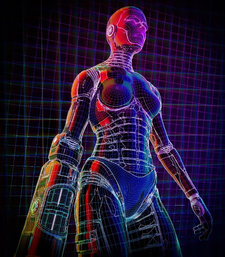 Digital Art #android #robot #girl #neon #glow #futuristic sexy #laser …