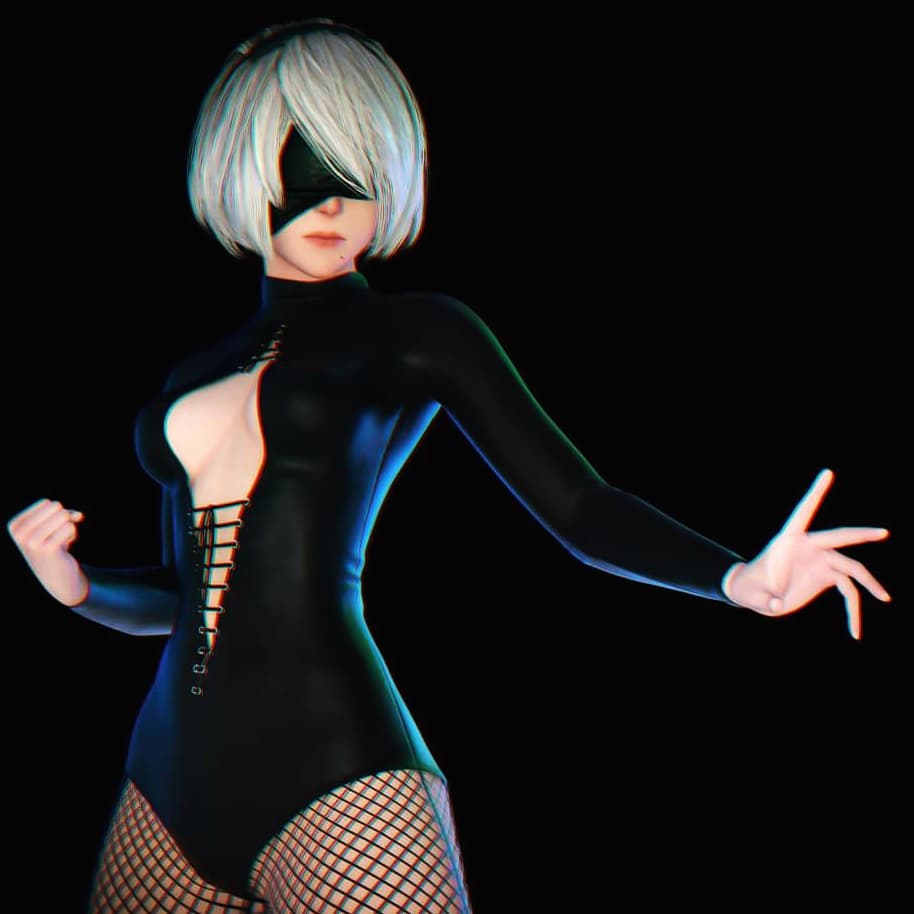 Custom Digital Cosplay 2B (work in progress) #nierautomata #2b #square…