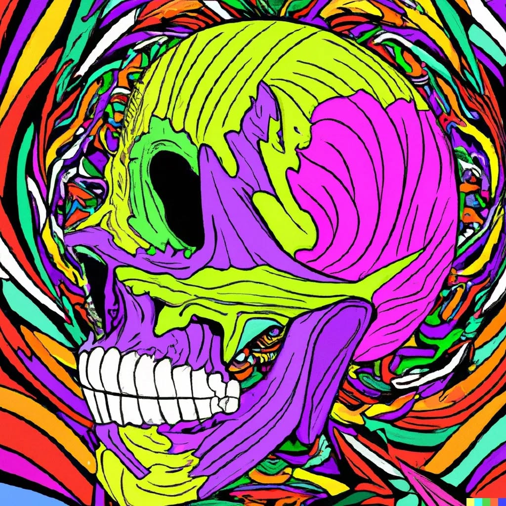 AI Art Openai DALL-E 2 used @openaidalle Psychedelic trippy skull @vjr…