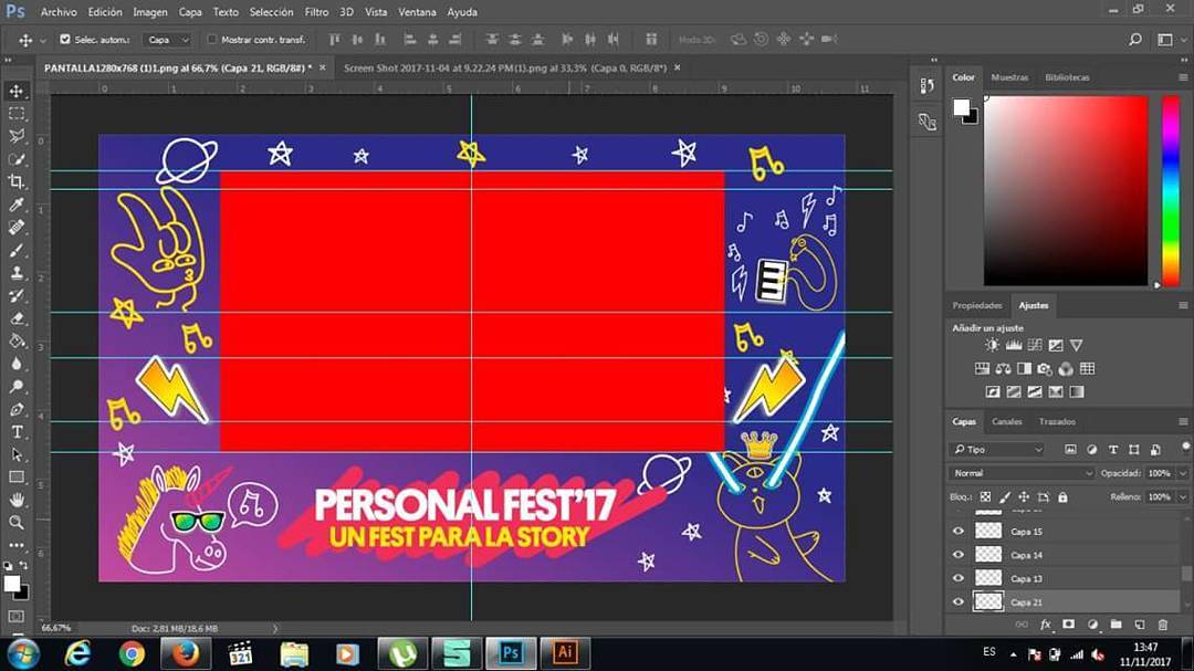 Diagramando la pantalla para la sala de prensa Personal Fest 17 #photo…