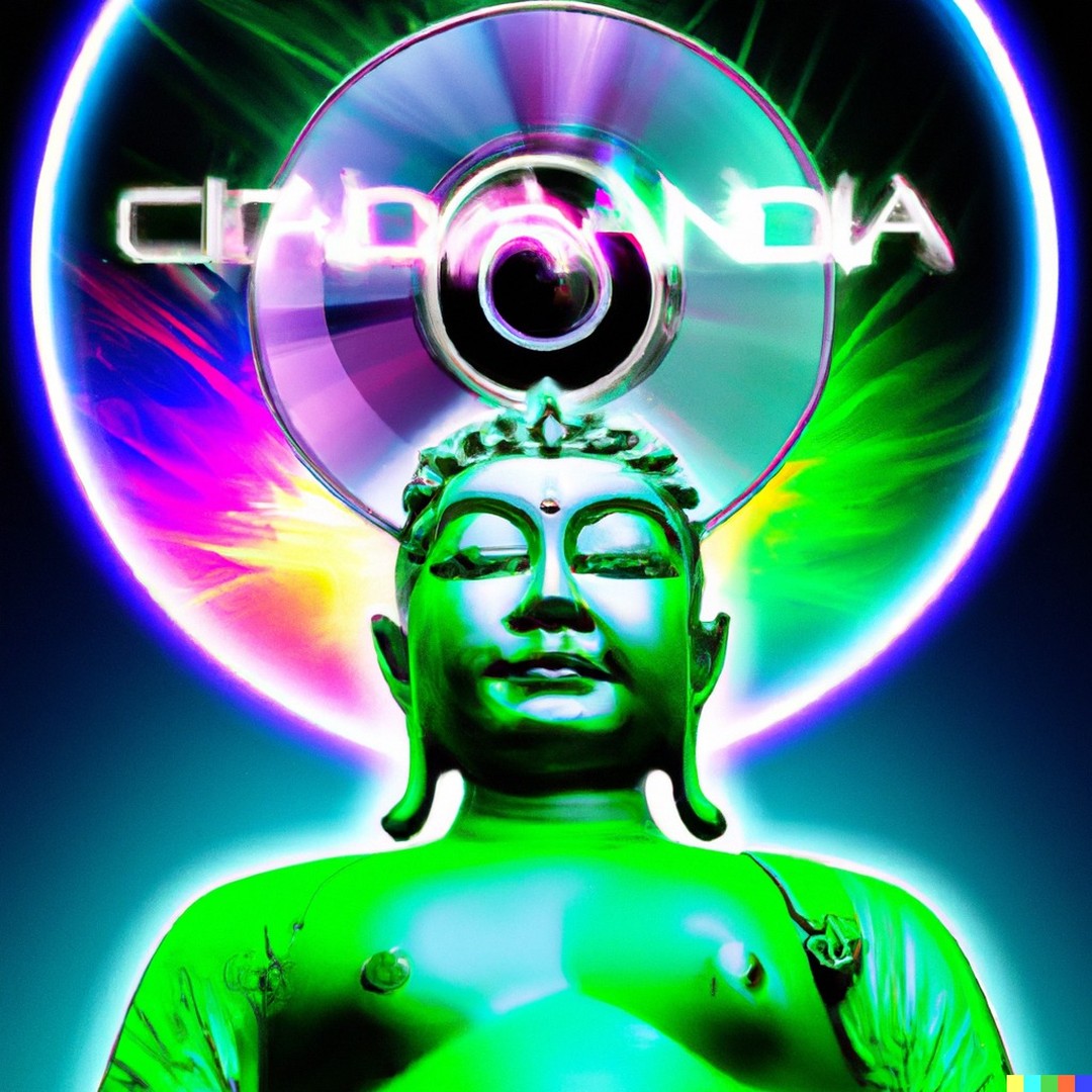AI Art: Dall-e 2 cd cover for psytrance album with cybernetic buddha @…