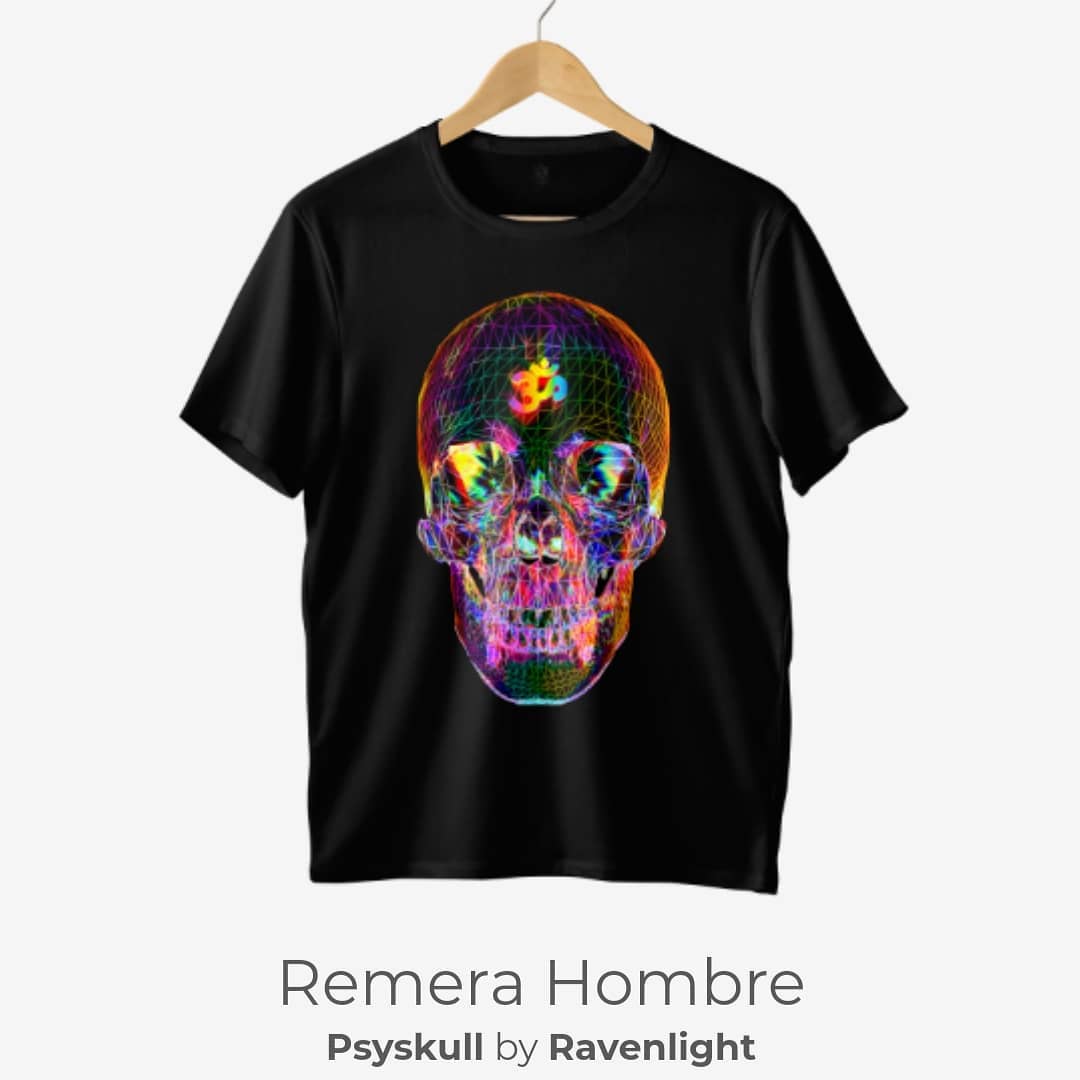 Remera Diseño: Psyskull ( calavera Wireframe ) Cuello en U Talle: XXS,…