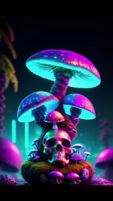 IArt Fungus Skulls Buenas Noches #iart #animation #fungus #skull #psyc…