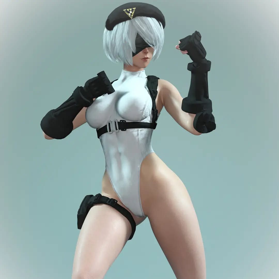 Custom Digital Fanart 2B & Cammy NIierAutomata & Street Fighter @yokot…