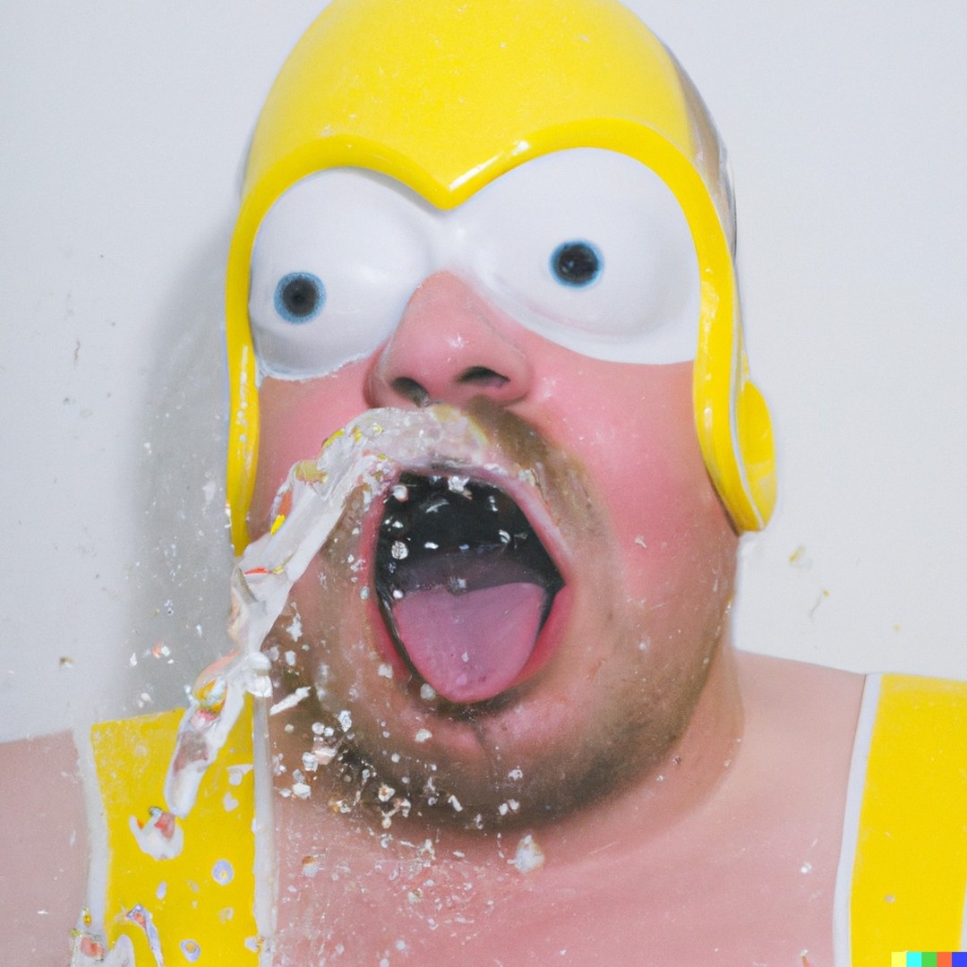 Ai Art DALL-E 2 used The Best cosplays of Homer simpson taking a showe…